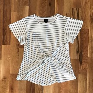 Black and white stripe blouse NWT size Medium